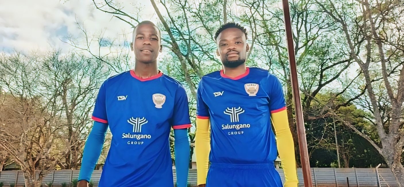 Keabetswe Ramotsei and Mzwekhaya Nkonxeni in Venda FC colours