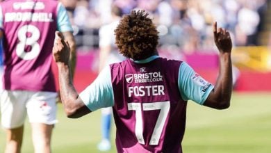 Lyle Foster celebrates a goal for Burnley FC in the English Championship