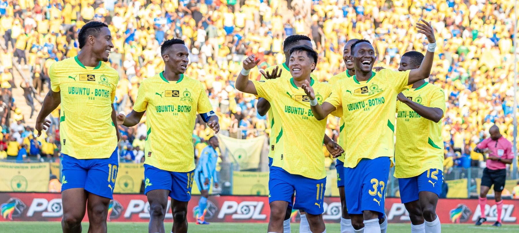 Mamelodi Sundowns players in celebrations