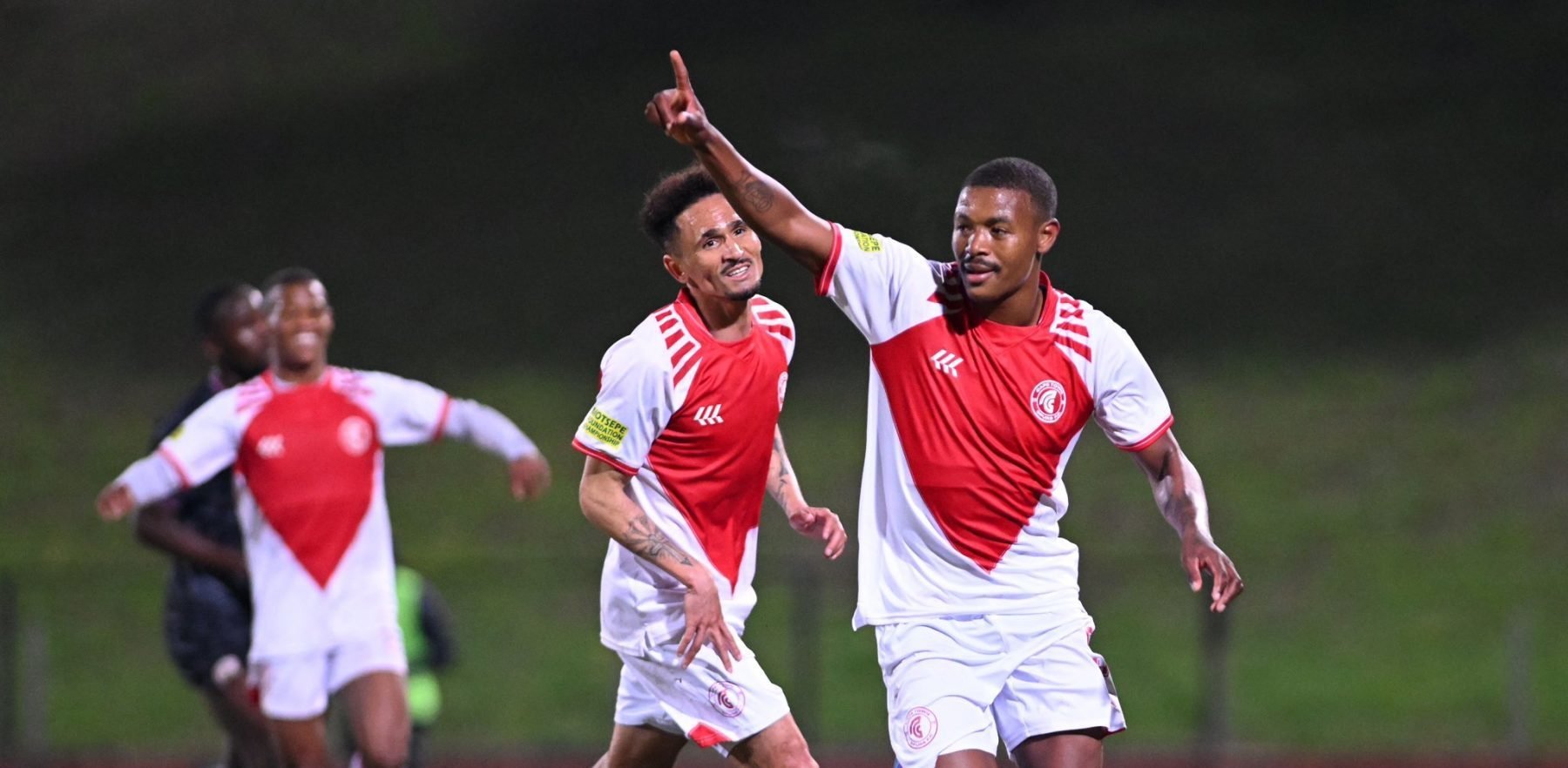 Mervin Boji celebrating after scoring for Cape Town Spurs against Venda FC