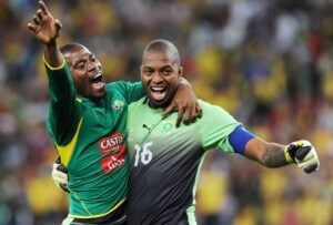 The late Senzo Meyiwa with Itumeleng Khune