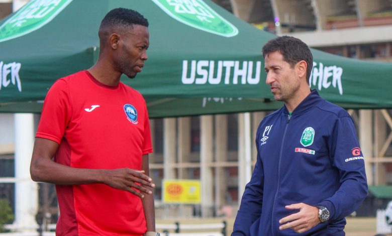 Vusumuzi Vilakazi with AmaZulu FC coach