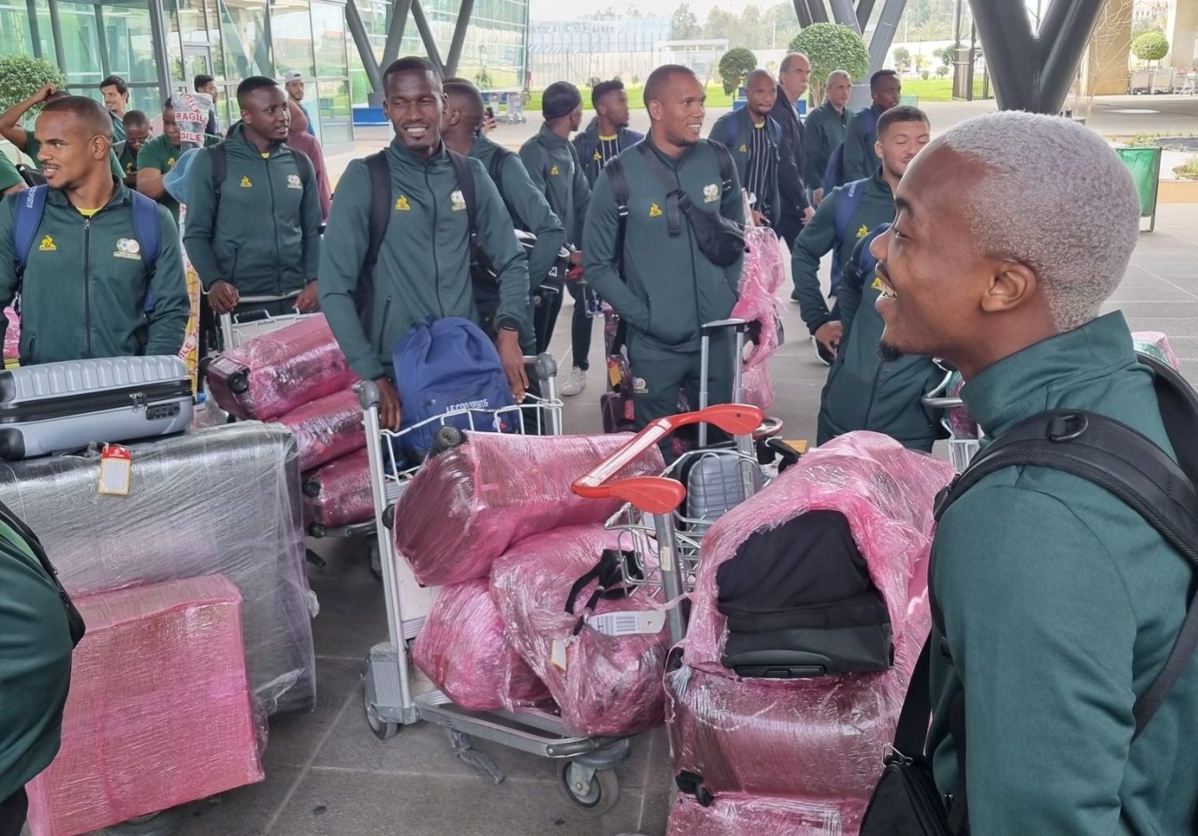 Bafana Bafana players travelling by flying