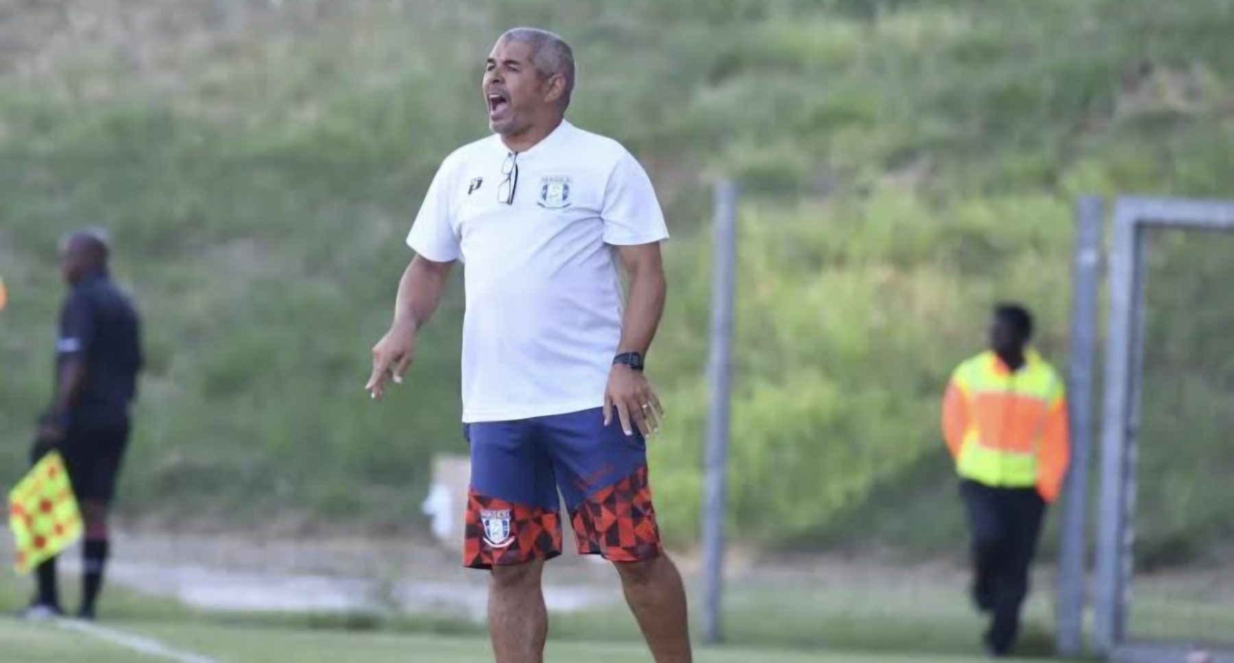 Magesi FC coach Clinton Larsen touchline