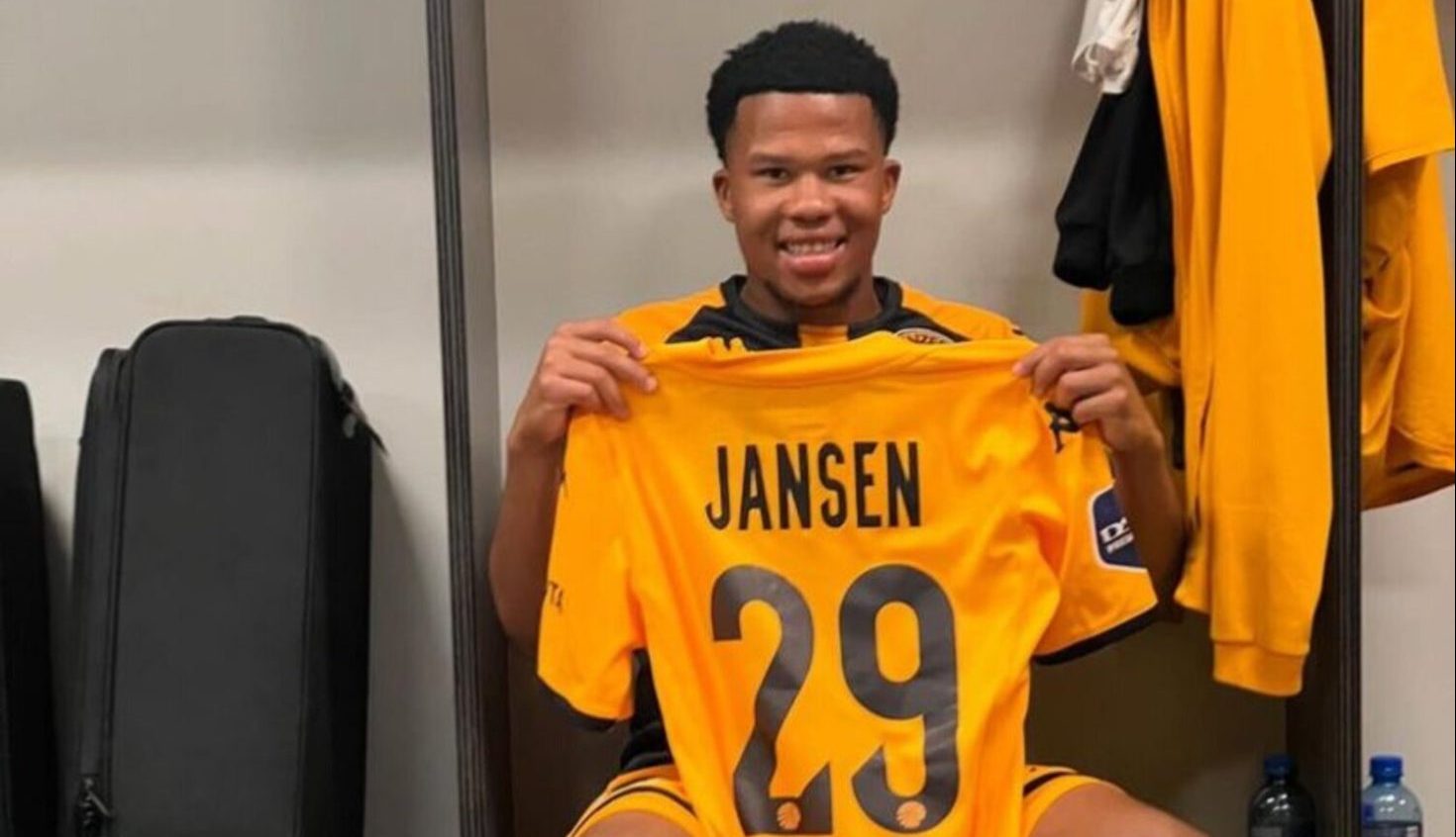 Donay Jansen showing off his Kaizer Chiefs jersey number