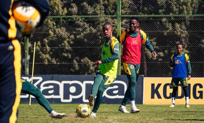 Kaizer Chiefs midfielder Sabelo Radebe with his teammates at training