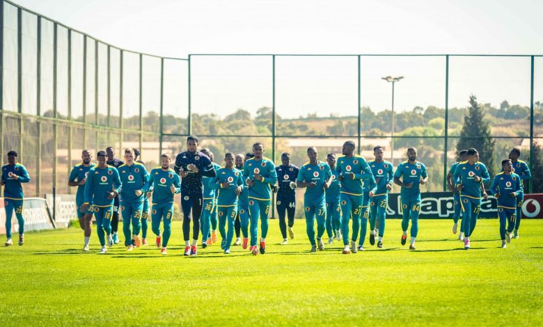 Kaizer Chiefs players running at Naturena as prepare for their Betway Premiership opener