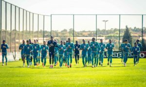 Kaizer Chiefs players running at Naturena as prepare for their Betway Premiership opener