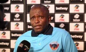 Kwanele Kopo addressing the media for Chippa United