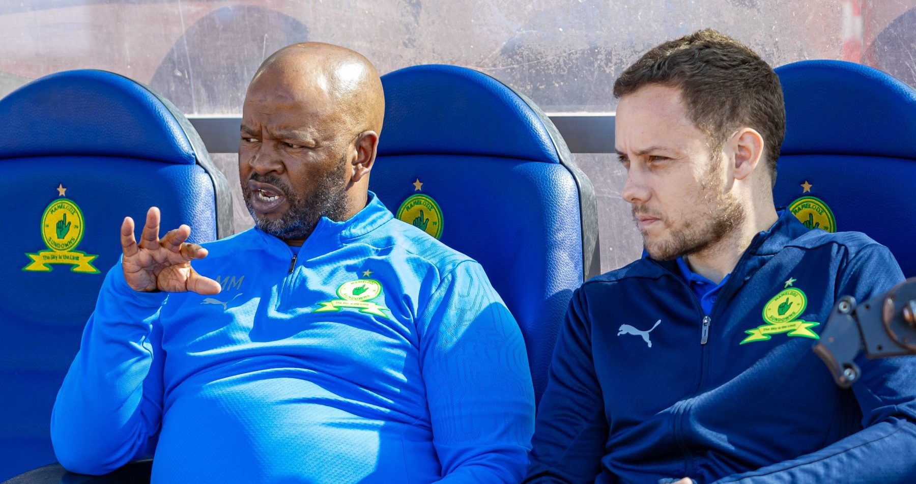 Mamelodi Sundowns head coach Manqoba Mngqithi with his asisstant Romain Folz