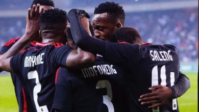 Orlando Pirates players celebrate a goal