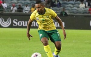Oswin Appollis in action for Bafana Bafana, linked with Kaizer Chiefs