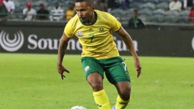 Oswin Appollis in action for Bafana Bafana, linked with Kaizer Chiefs