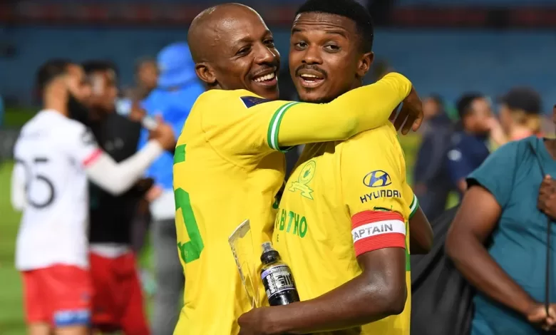 Teboho-Mokoena and Khuliso Mudau of Mamelodi Sundowns