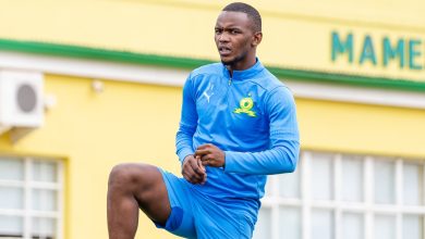 Mamelodi Sundowns defender Asekho Tiwani in training