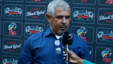 Clinton Larsen address the media for Magesi FC against Orlando Pirates