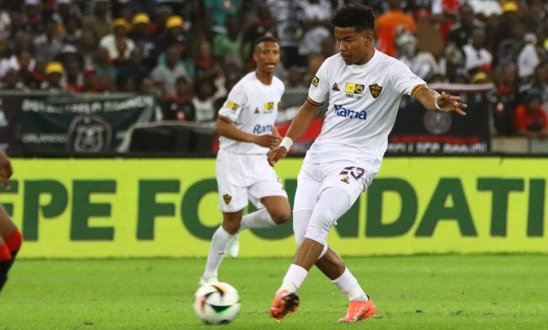 Jayden Adams in action for Stellenbosch FC in the MTN8 final