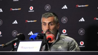 Jose Riveiro attending Orlando Pirates presser