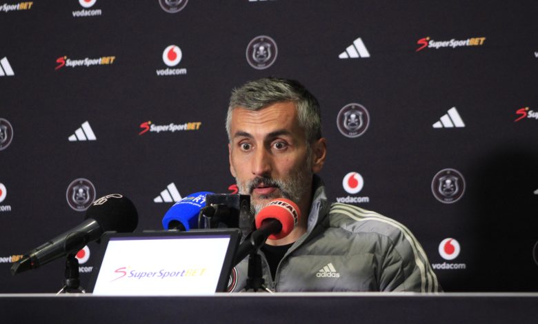 Jose Riveiro attending Orlando Pirates presser