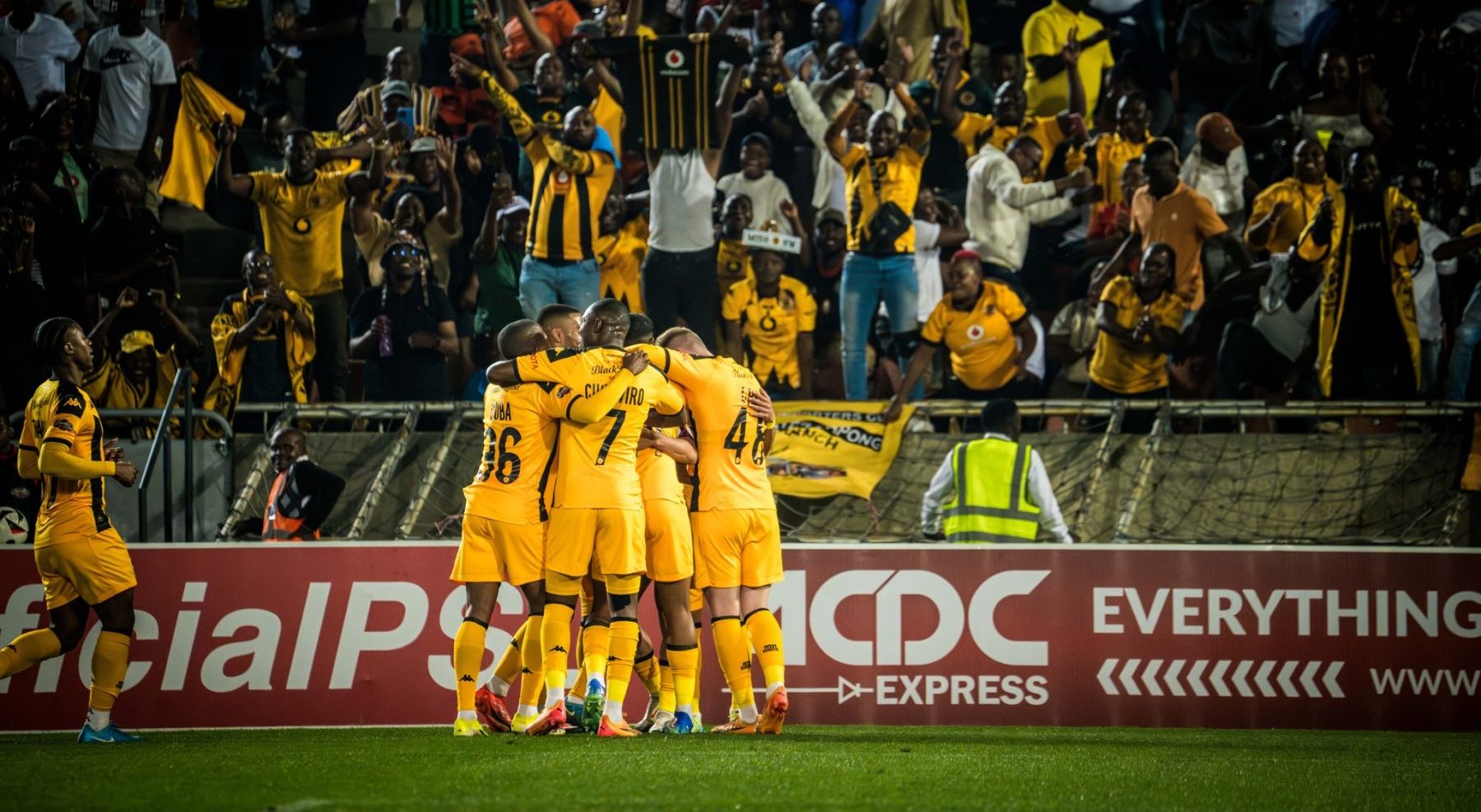 Kaizer Chiefs players celebrating after scoring 