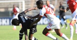 Leruma United pulled off a major upset in the Motsepe Foundation Championship on Saturday, beating Cape Town Spurs 2-0 at the Lucas Moripe Stadium.