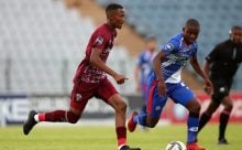 Kaizer Chiefs academy graduate Lungelo Bhengu during his time at Maritzburg United in action against Moroka Swallows