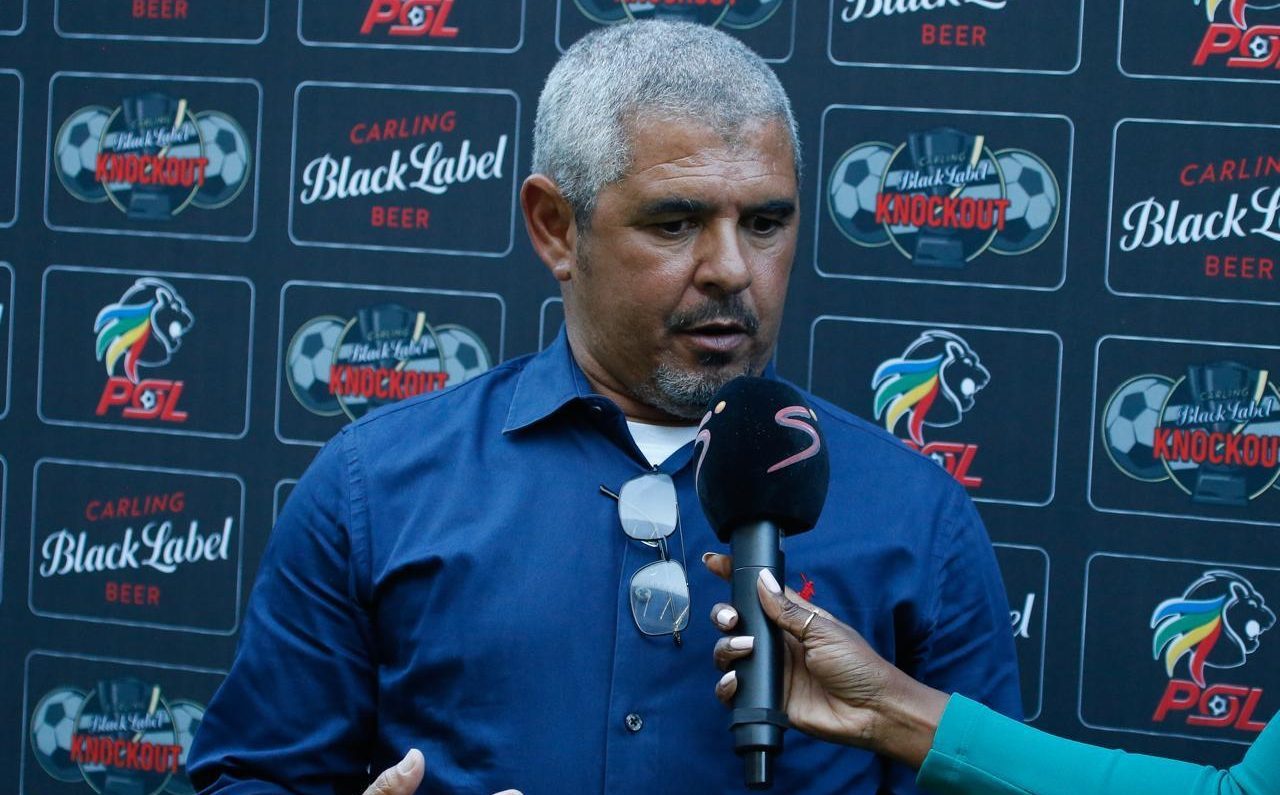 Magesi FC head coach, Clinton Larsen during an interview with SuperSport TV 