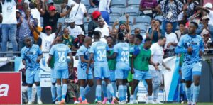 Magesi FC celebrating after scoring against Orlando Pirates