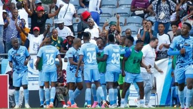 Magesi FC celebrating after scoring against Orlando Pirates