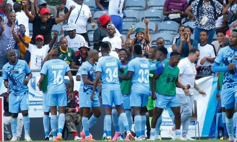 Magesi FC celebrating after scoring against Orlando Pirates