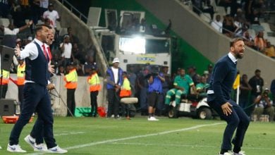 Sead Ramovic on the touch line for TS Galaxy against Orlando Pirates