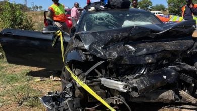 Sekhukhune United player's car Shaune Mogaila after the accident