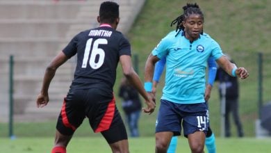 Siyethemba Sithebe in action for Richards Bay FC