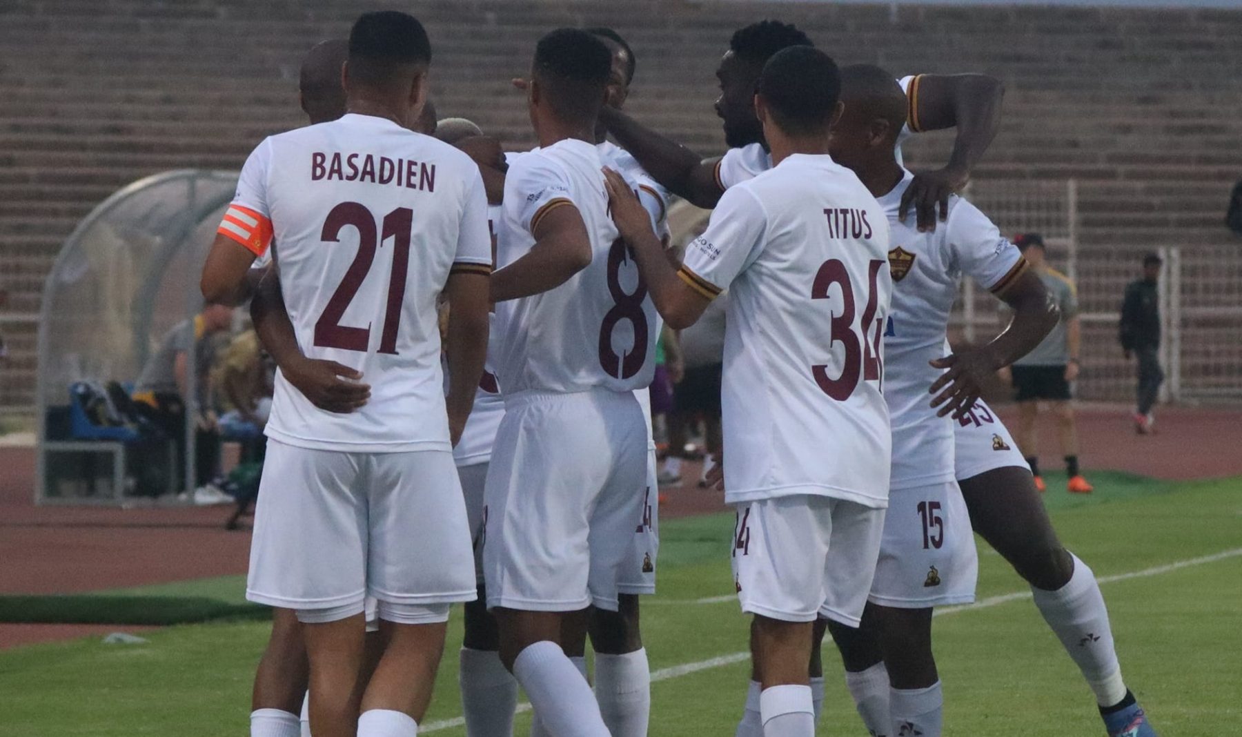 Stellenbosch FC players celebrate a goal in the league