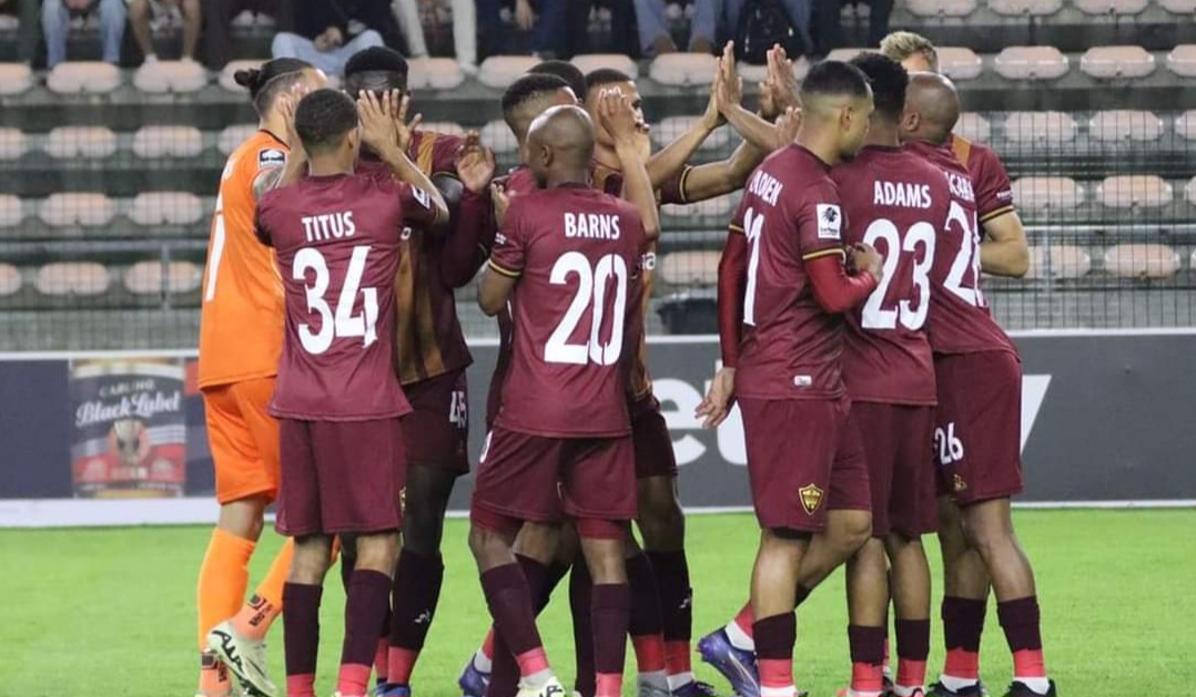 Stellenbosch FC players celebrate a goal