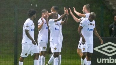 Stellenbosch FC players celebrate a goal