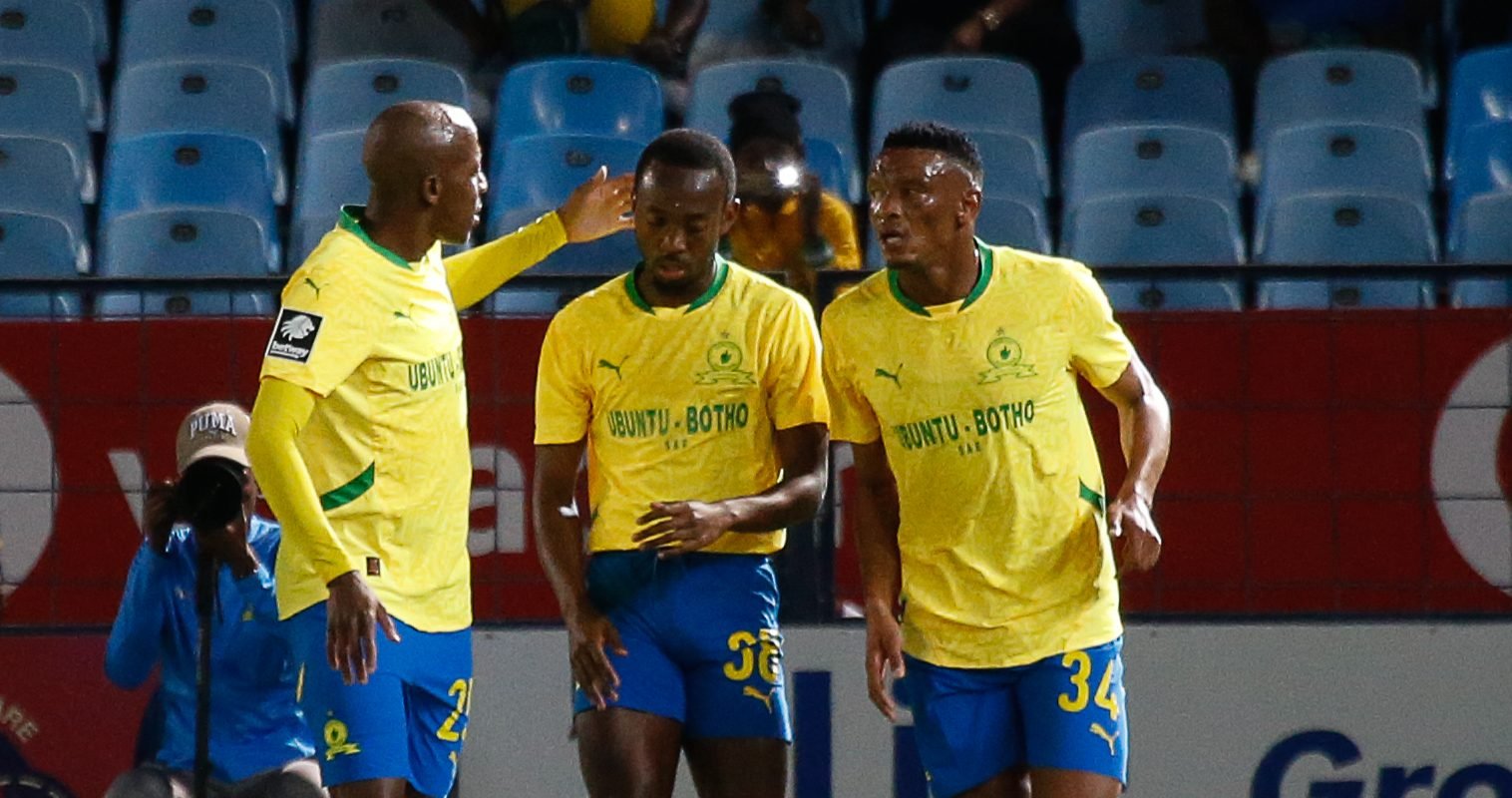 Mamelodi Sundowns celebrating after scoring against Cape Town City