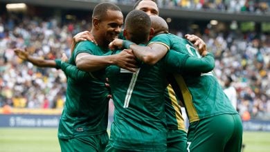 Bafana Bafana players celebration a goal in the AFCON qualifiers