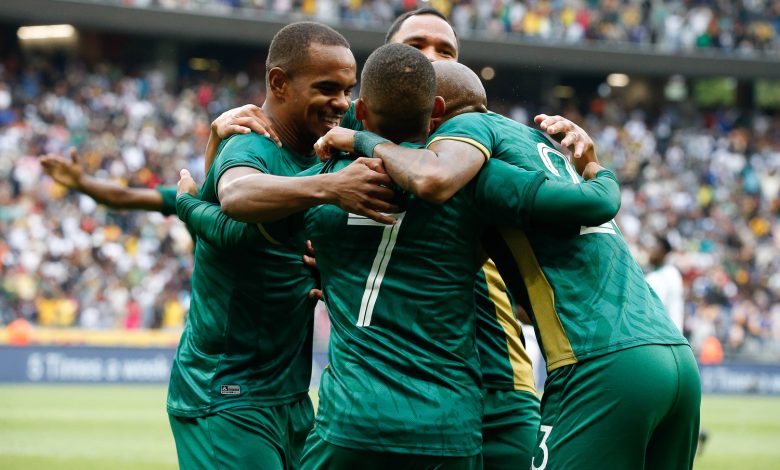 Bafana Bafana players celebration a goal in the AFCON qualifiers