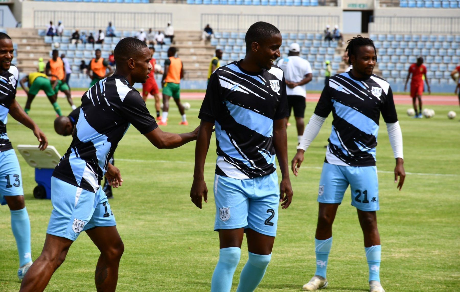 Botswana National Team players during a warm up session