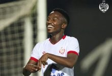 Cassius Mailula celebrates a goal for Wydad AC