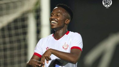 Cassius Mailula celebrates a goal for Wydad AC