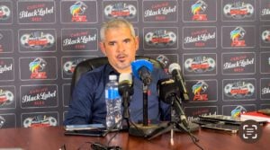 Clinton Larsen speaking during the Carling Knockout Cup press conference