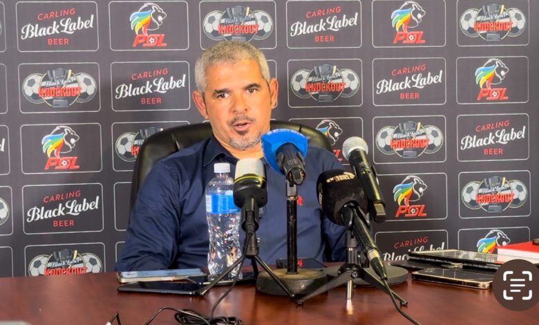 Clinton Larsen speaking during the Carling Knockout Cup press conference