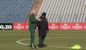 Hugo Broos at Bafana Bafana training
