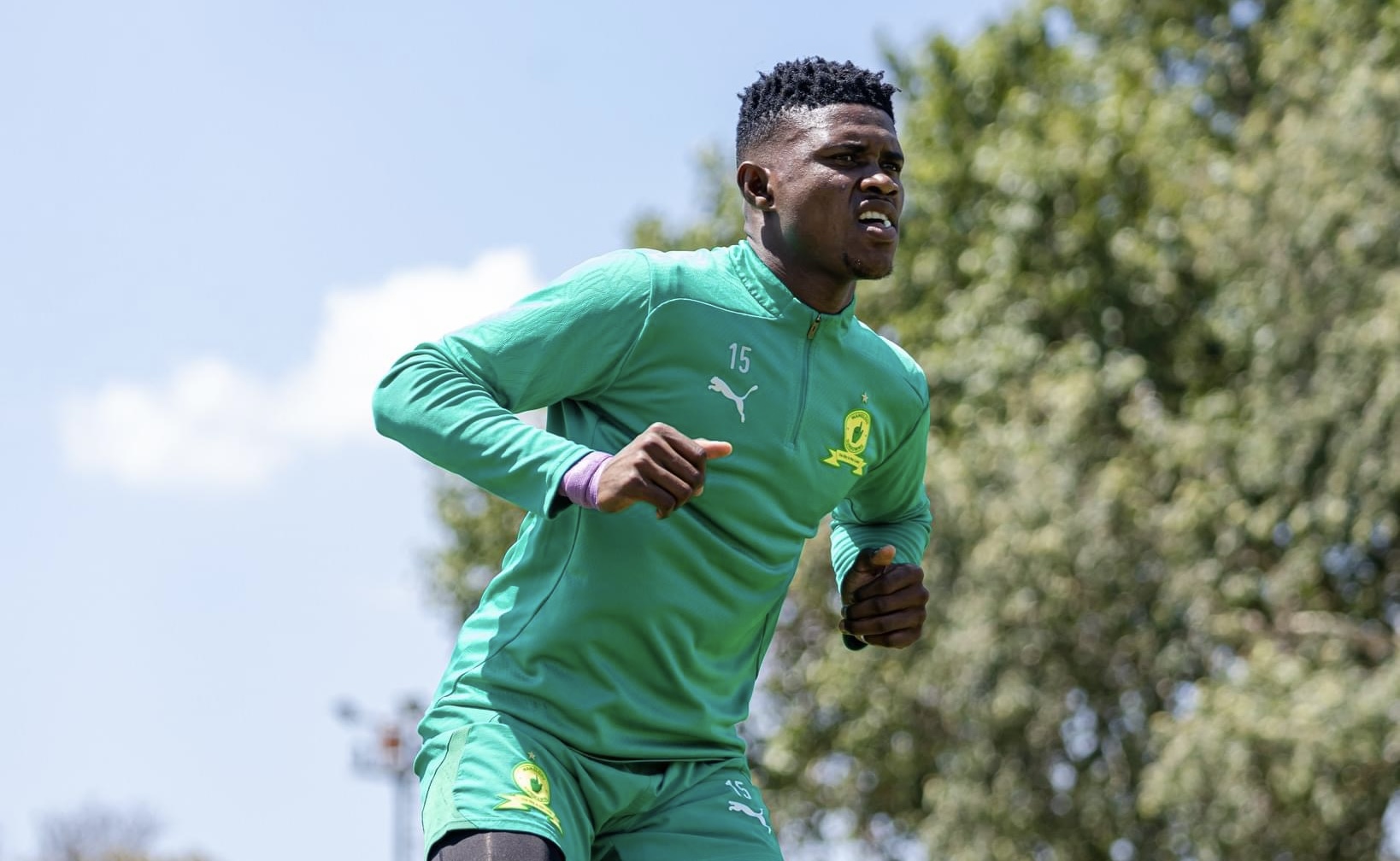 Mamelodi Sundowns midfielder Bathusi Aubaas during training in Chloorkop 