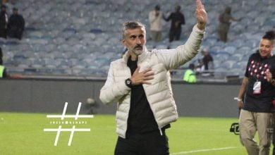 Jose Riveiro of Orlando Pirates acknowledging the fans at Orlando Stadium