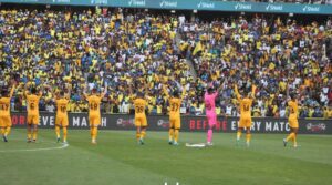 Kaizer Chiefs players greeting their fans at FNB Stadium