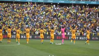 Kaizer Chiefs players greeting their fans at FNB Stadium