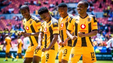 Kaizer Chiefs players celebrating a goal in the Home of Legends Cup